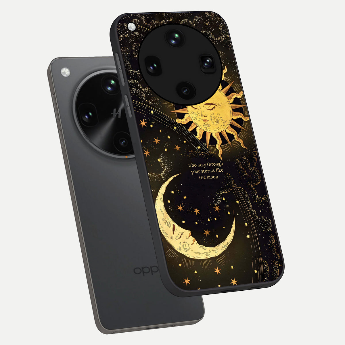  Golden Lunar Love phone case For Oppo Find X8 Ultra showing premium glass back cover with detailed artwork