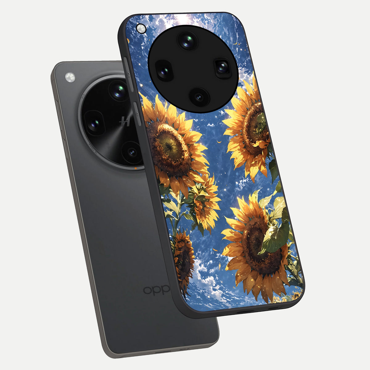  Heavenly Sunflower Rise phone case For Oppo Find X8 Ultra showing premium glass back cover with detailed artwork