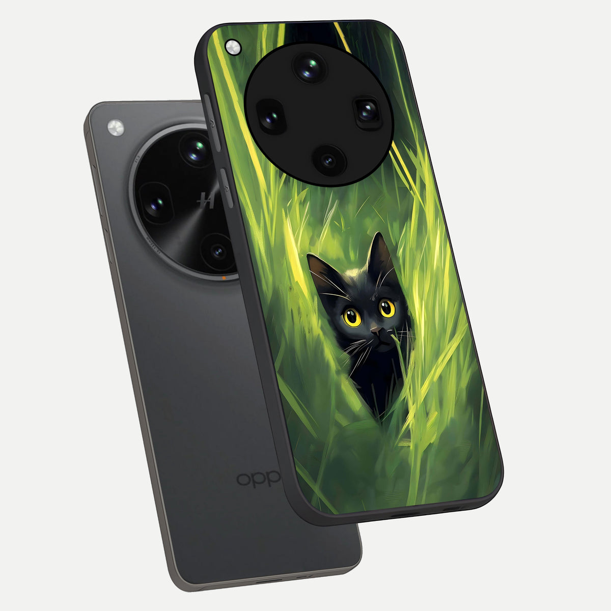  Hidden Cat Whisper phone case For Oppo Find X8 Ultra showing premium glass back cover with detailed artwork