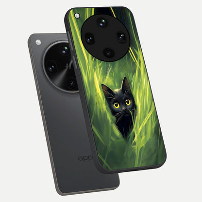  Hidden Cat Whisper phone case For Oppo Find X8 Ultra showing premium glass back cover with detailed artwork
