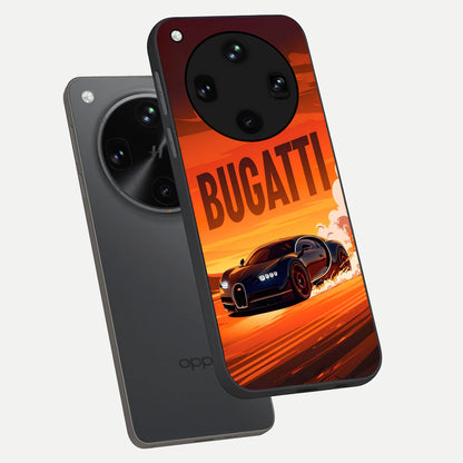  Inferno Bugatti Storm phone case For Oppo Find X8 Ultra showing premium glass back cover with detailed artwork