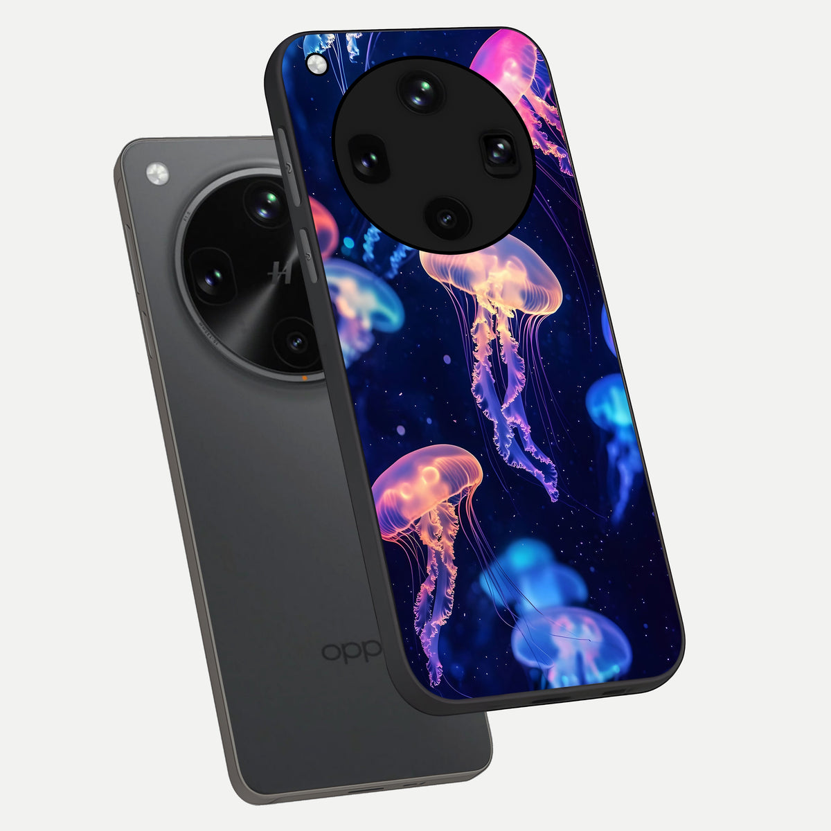  Jellyfish Pattern phone case For Oppo Find X8 Ultra showing premium glass back cover with detailed artwork
