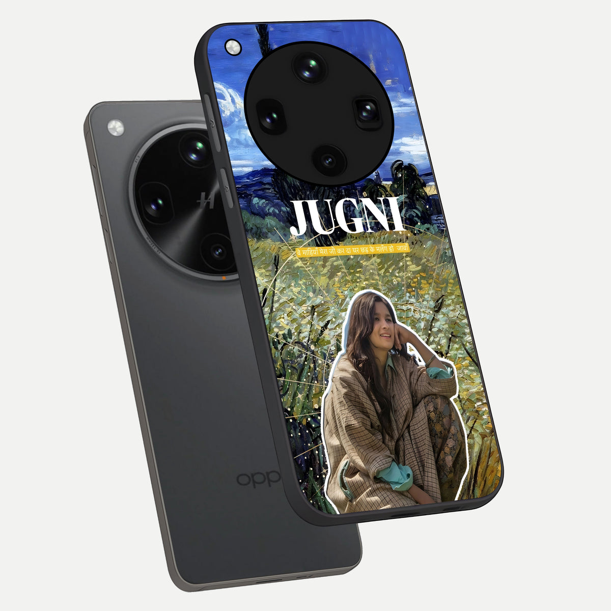  Jugni Soul Vibes phone case For Oppo Find X8 Ultra showing premium glass back cover with detailed artwork
