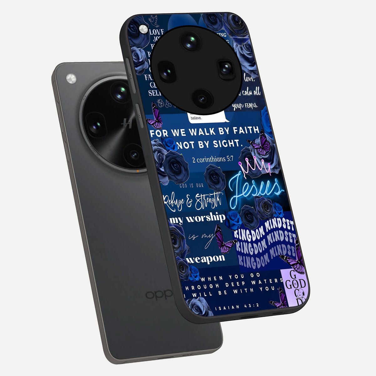  Kingdom Faith Glow phone case For Oppo Find X8 Ultra showing premium glass back cover with detailed artwork