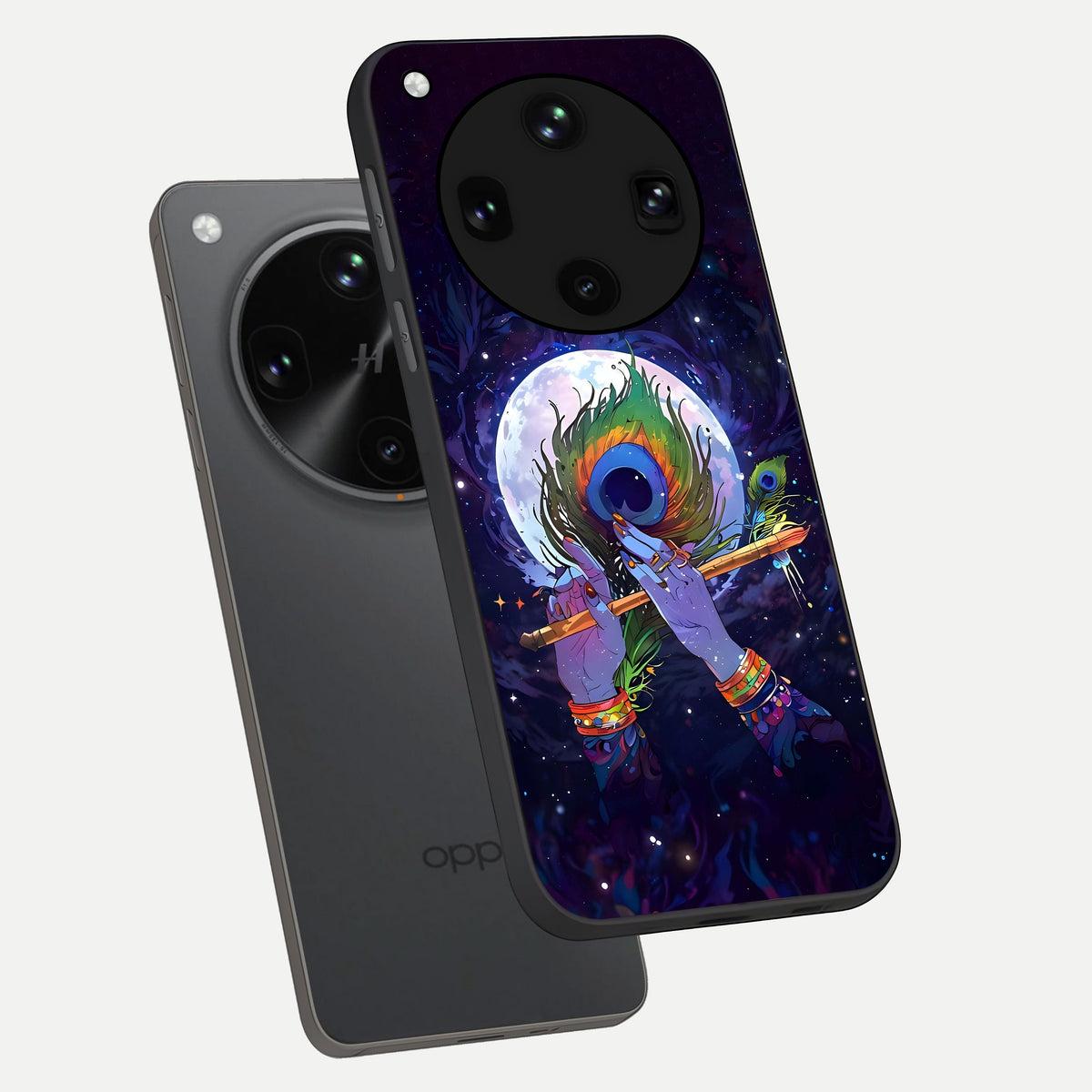  Krishna Hands Art phone case For Oppo Find X8 Ultra showing premium glass back cover with detailed artwork