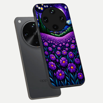  Lavender Moon Field phone case For Oppo Find X8 Ultra showing premium glass back cover with detailed artwork