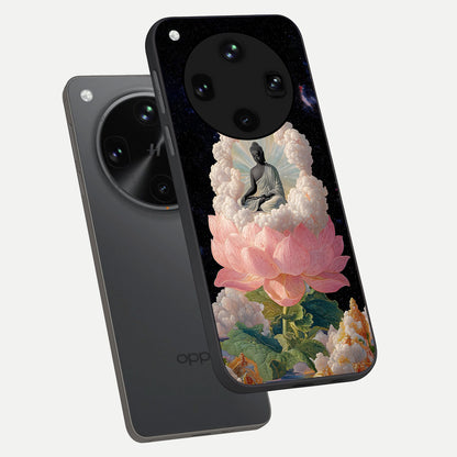  Lotus Divine Peace phone case For Oppo Find X8 Ultra showing premium glass back cover with detailed artwork