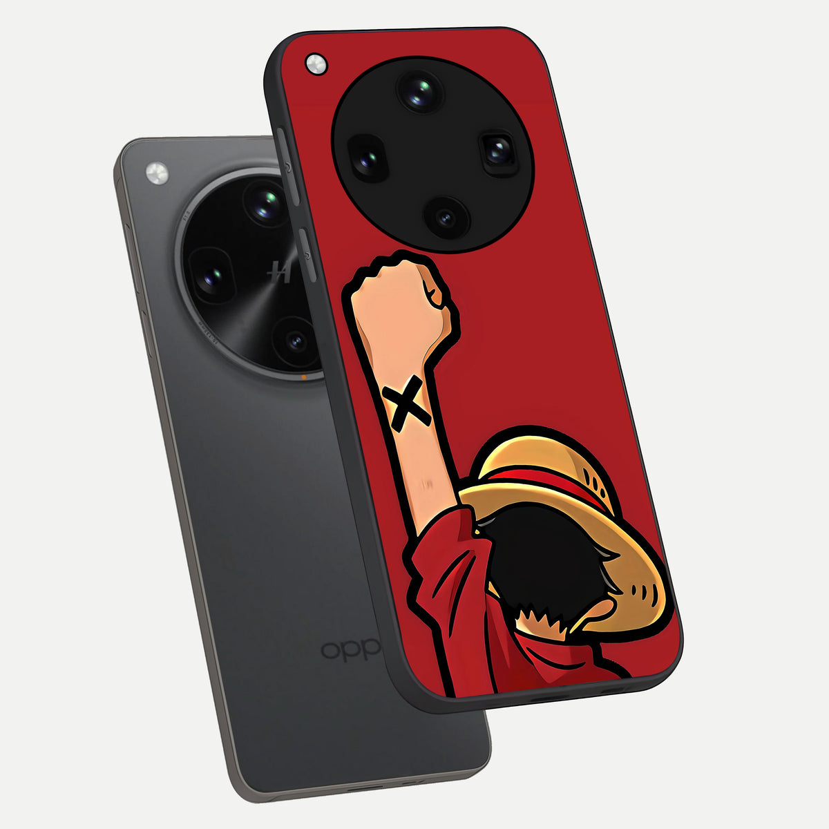  Luffy X Spirit phone case For Oppo Find X8 Ultra showing premium glass back cover with detailed artwork