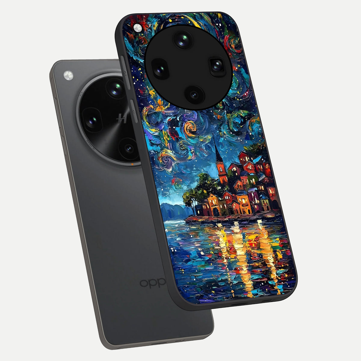  Moonlight Harbor Glow phone case For Oppo Find X8 Ultra showing premium glass back cover with detailed artwork