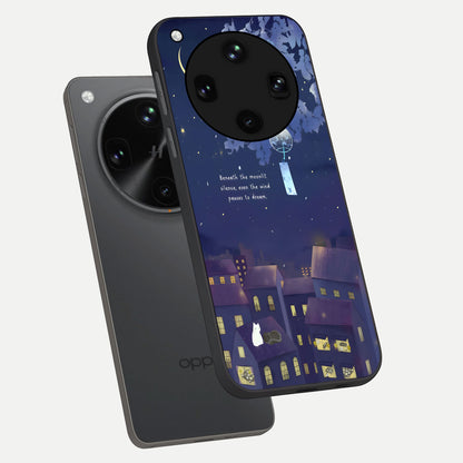  Moonlit Cat Silence phone case For Oppo Find X8 Ultra showing premium glass back cover with detailed artwork