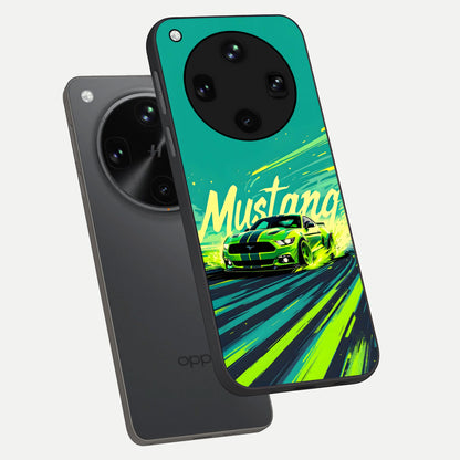  Mustang Bang phone case For Oppo Find X8 Ultra showing premium glass back cover with detailed artwork