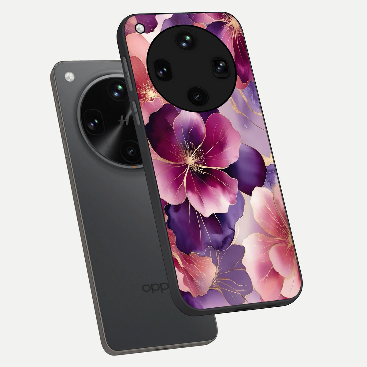  Pink Bouquet Florals phone case For Oppo Find X8 Ultra showing premium glass back cover with detailed artwork