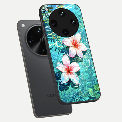  Pink Flowers in Water phone case For Oppo Find X8 Ultra showing premium glass back cover with detailed artwork