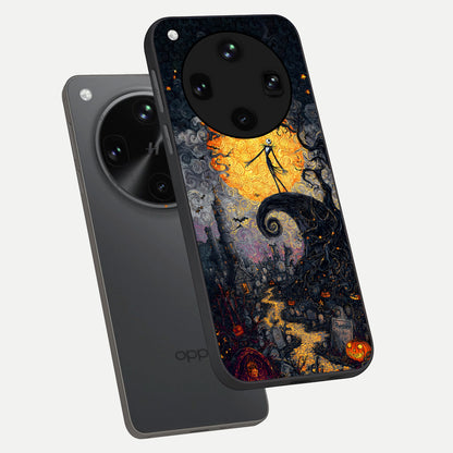  Pumpkin Moon Night phone case For Oppo Find X8 Ultra showing premium glass back cover with detailed artwork