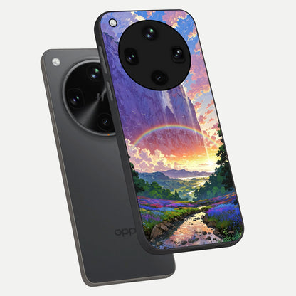  Rainbow Valley Dream phone case For Oppo Find X8 Ultra showing premium glass back cover with detailed artwork
