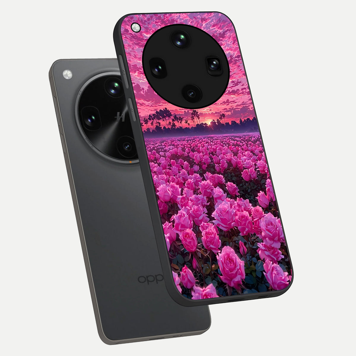  Rose Sunset Valley phone case For Oppo Find X8 Ultra showing premium glass back cover with detailed artwork