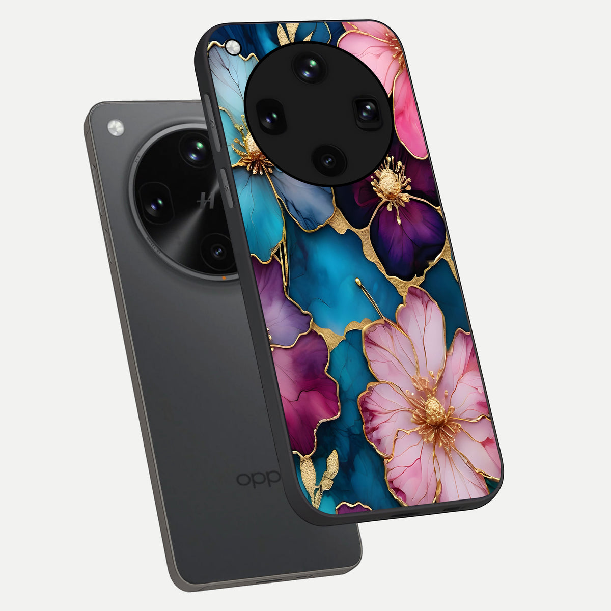  Sparkle Floral phone case For Oppo Find X8 Ultra showing premium glass back cover with detailed artwork