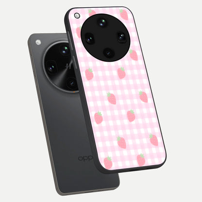  Strawberry Picnic Love phone case For Oppo Find X8 Ultra showing premium glass back cover with detailed artwork