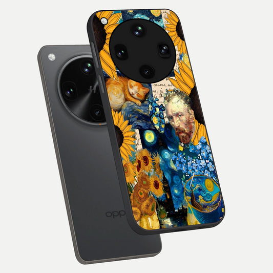  Sunflower Chic Mood Custom Name phone case For Oppo Find X8 Ultra showing premium glass back cover with detailed artwork