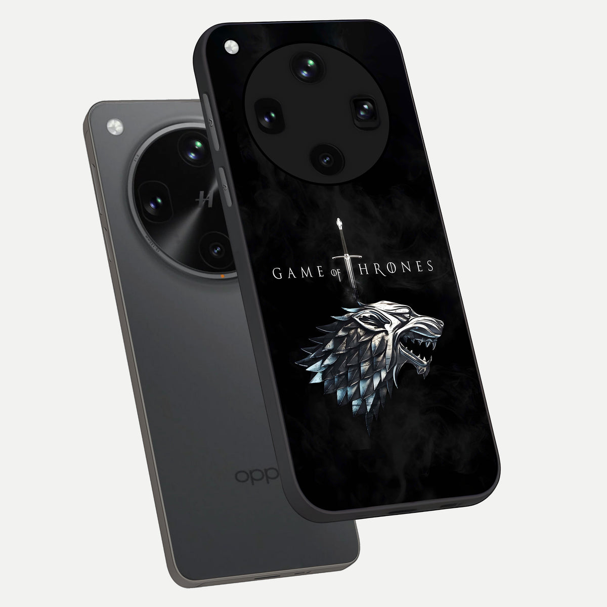  Throne Wolf Legacy phone case For Oppo Find X8 Ultra showing premium glass back cover with detailed artwork