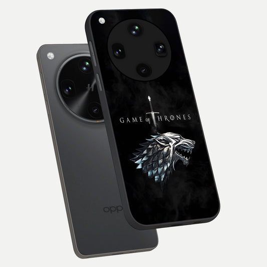  Throne Wolf Legacy phone case For Oppo Find X8 Ultra showing premium glass back cover with detailed artwork