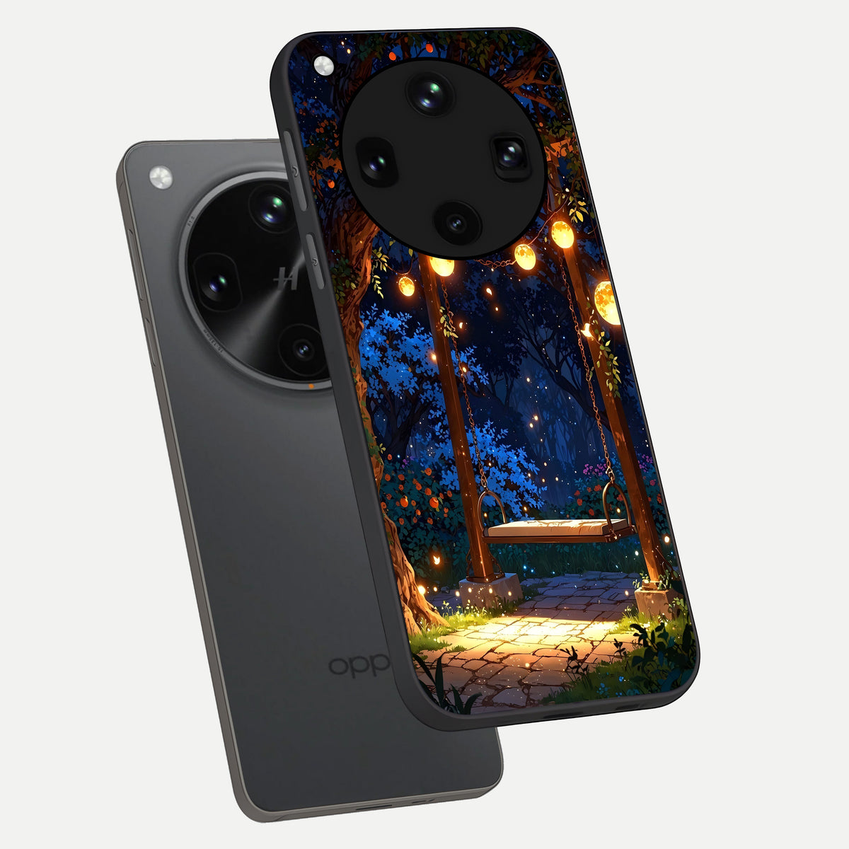  Twilight Garden Swing phone case For Oppo Find X8 Ultra showing premium glass back cover with detailed artwork