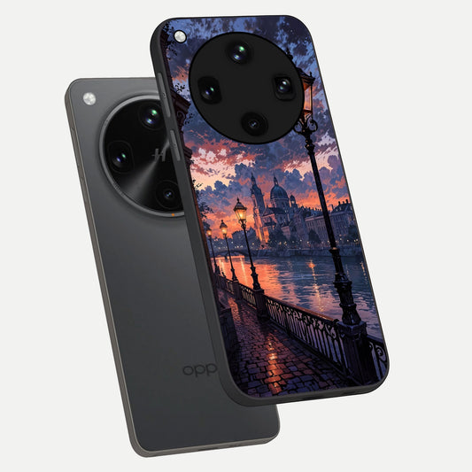  Twilight River Lights phone case For Oppo Find X8 Ultra showing premium glass back cover with detailed artwork