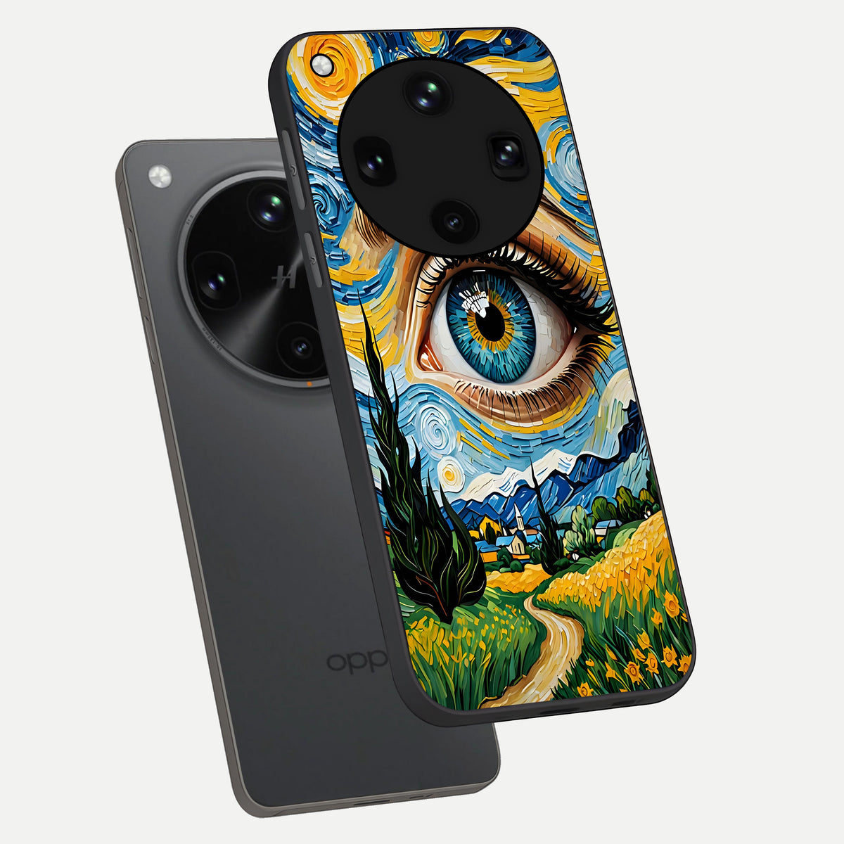  Van Gogh Eye phone case For Oppo Find X8 Ultra showing premium glass back cover with detailed artwork