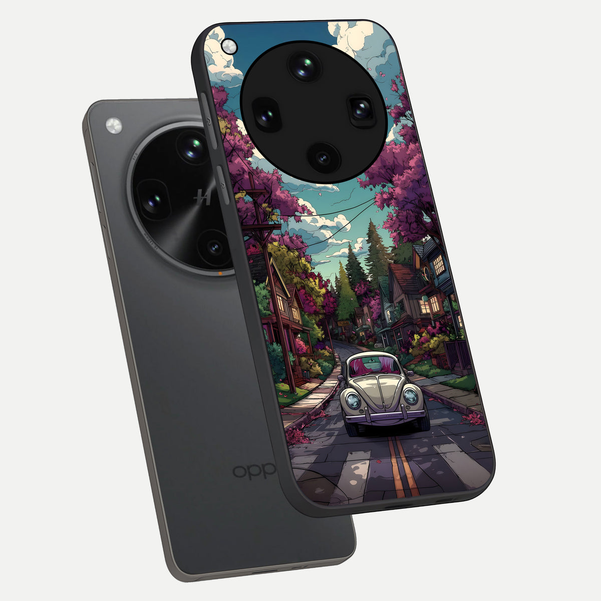  Vintage Street Drive phone case For Oppo Find X8 Ultra showing premium glass back cover with detailed artwork