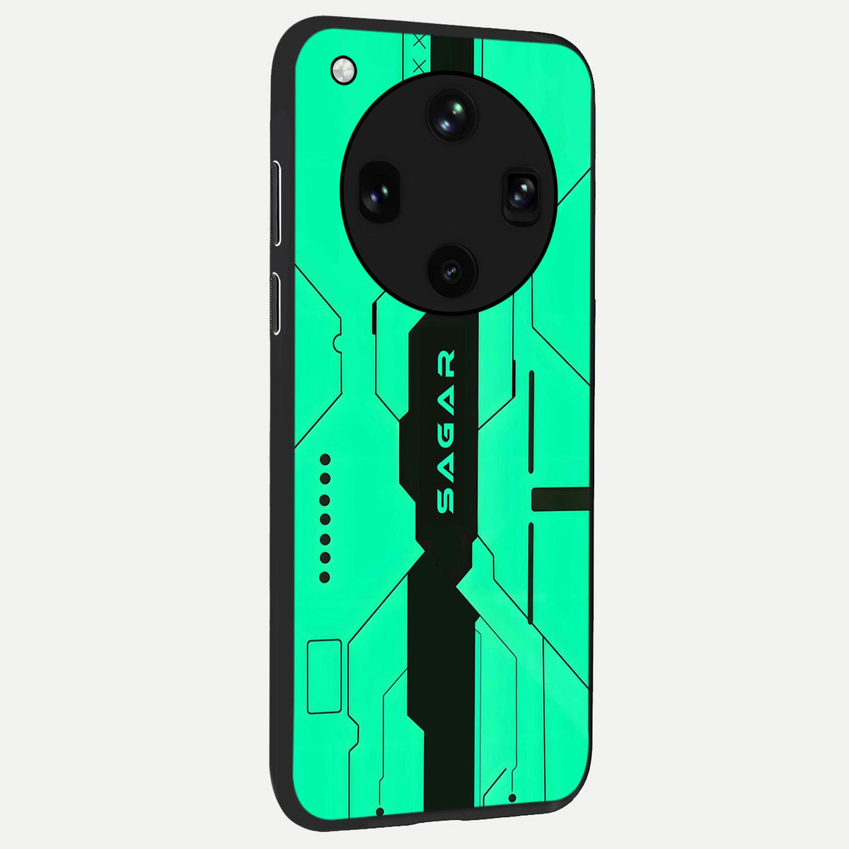  Aqua Tech CYBERPUNK Custom Name back cover For Oppo Find X8 Ultra slim fit glass case with vibrant aesthetic design