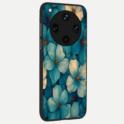  Blue Shade Floral back cover For Oppo Find X8 Ultra slim fit glass case with vibrant aesthetic design