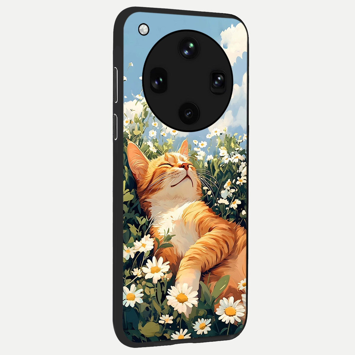  Cat And Flowers View back cover For Oppo Find X8 Ultra slim fit glass case with vibrant aesthetic design