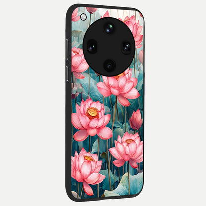  Celestial Pink Lotus back cover For Oppo Find X8 Ultra slim fit glass case with vibrant aesthetic design