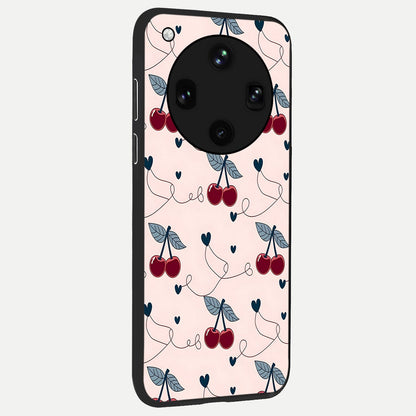  Cherry Heart Line back cover For Oppo Find X8 Ultra slim fit glass case with vibrant aesthetic design