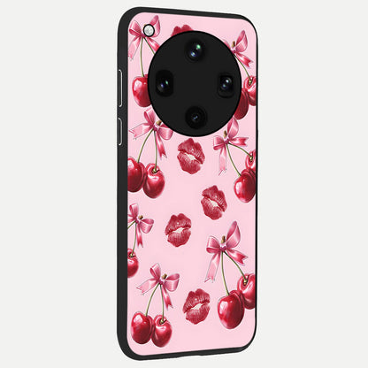  Cherry With Lips back cover For Oppo Find X8 Ultra slim fit glass case with vibrant aesthetic design