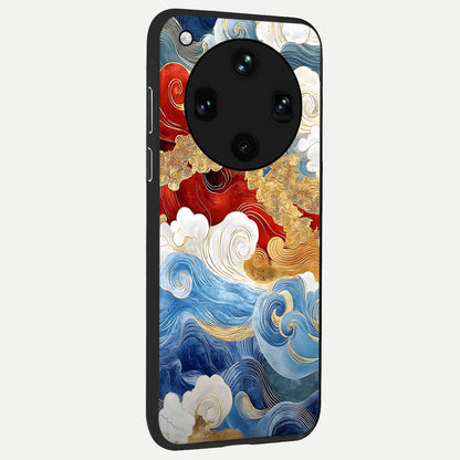  Colored Waves back cover For Oppo Find X8 Ultra slim fit glass case with vibrant aesthetic design