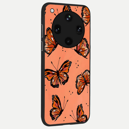  Coral Wing Butterfly back cover For Oppo Find X8 Ultra slim fit glass case with vibrant aesthetic design