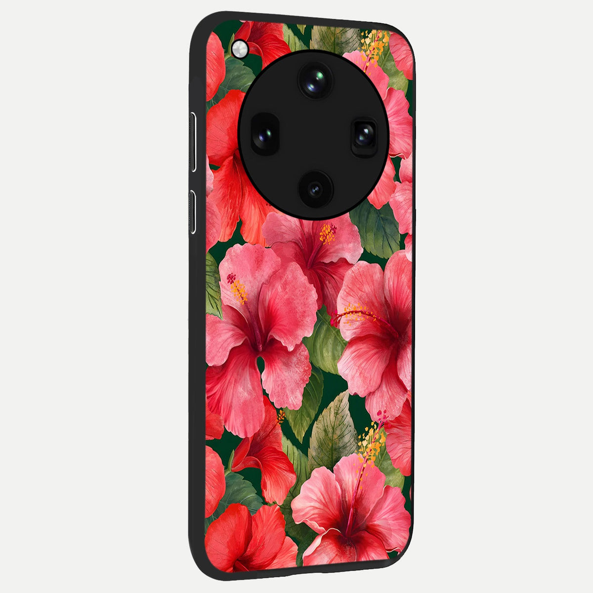  Hibiscus Pattern back cover For Oppo Find X8 Ultra slim fit glass case with vibrant aesthetic design