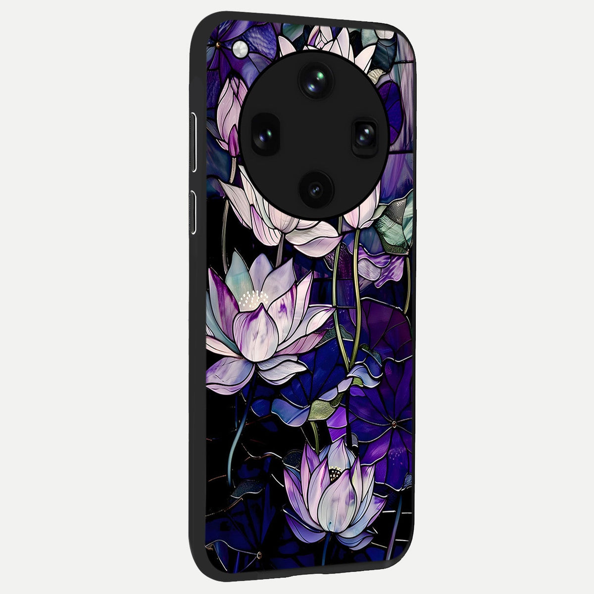  Purple Lotus Pattern back cover For Oppo Find X8 Ultra slim fit glass case with vibrant aesthetic design