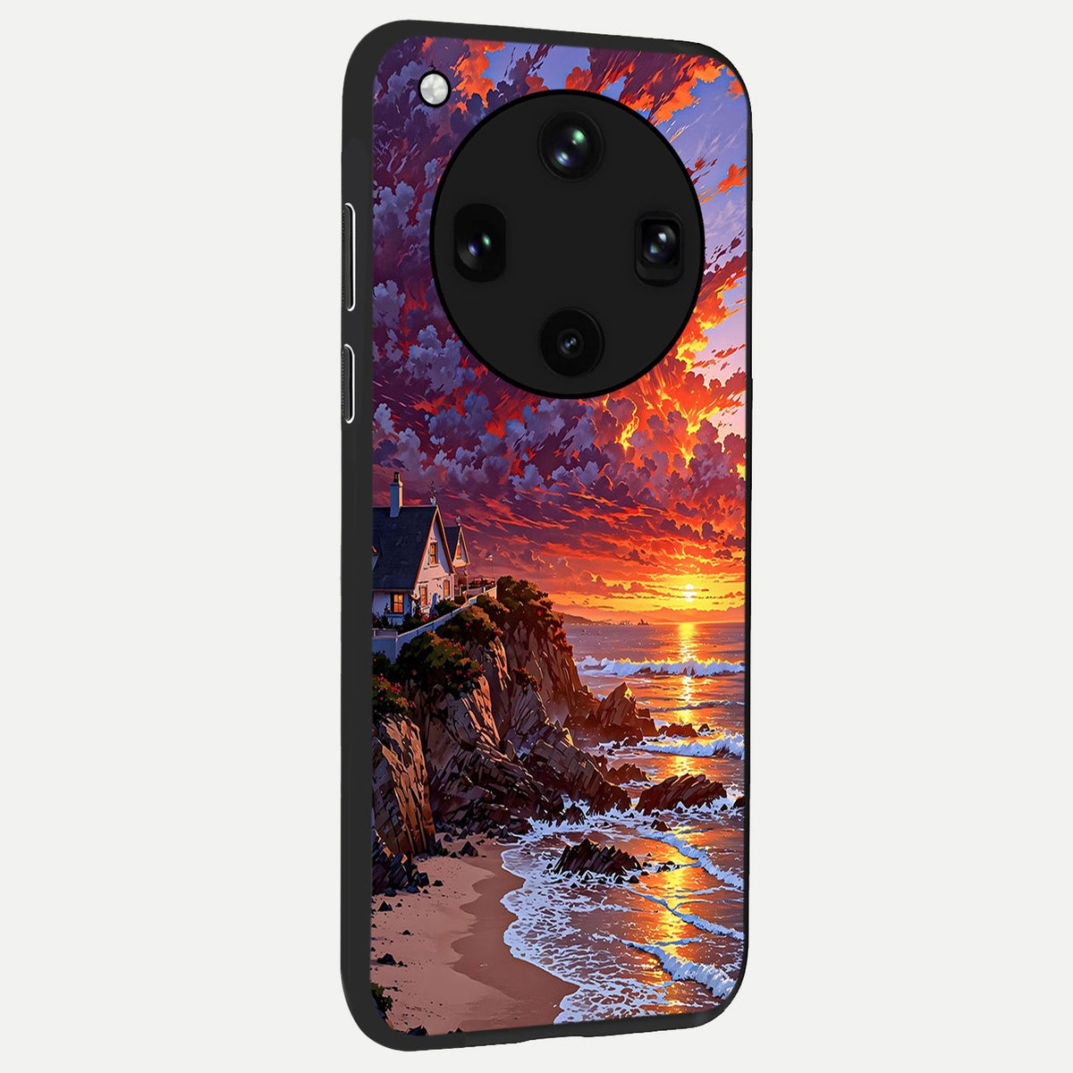  Sunset House By Sea back cover For Oppo Find X8 Ultra slim fit glass case with vibrant aesthetic design