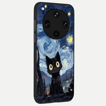  Van Gogh Cat back cover For Oppo Find X8 Ultra slim fit glass case with vibrant aesthetic design