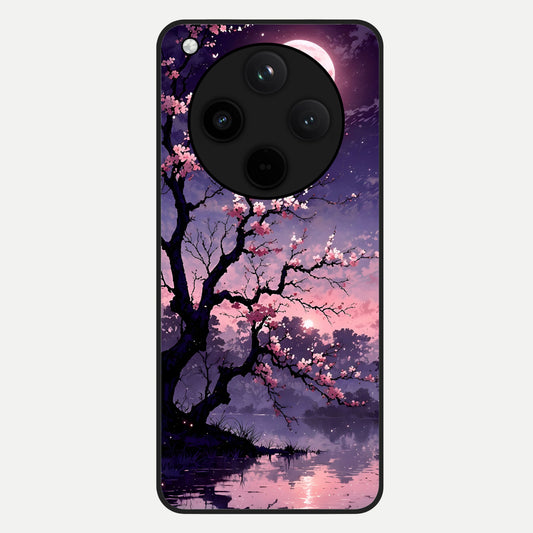  Blossom Pink Moon Glass Case For Oppo Find X8 Pro back cover – full design glossy printed glass finish