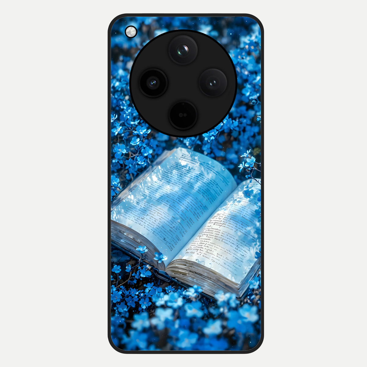  Blue Bloom Tales Glass Case For Oppo Find X8 Pro back cover – full design glossy printed glass finish