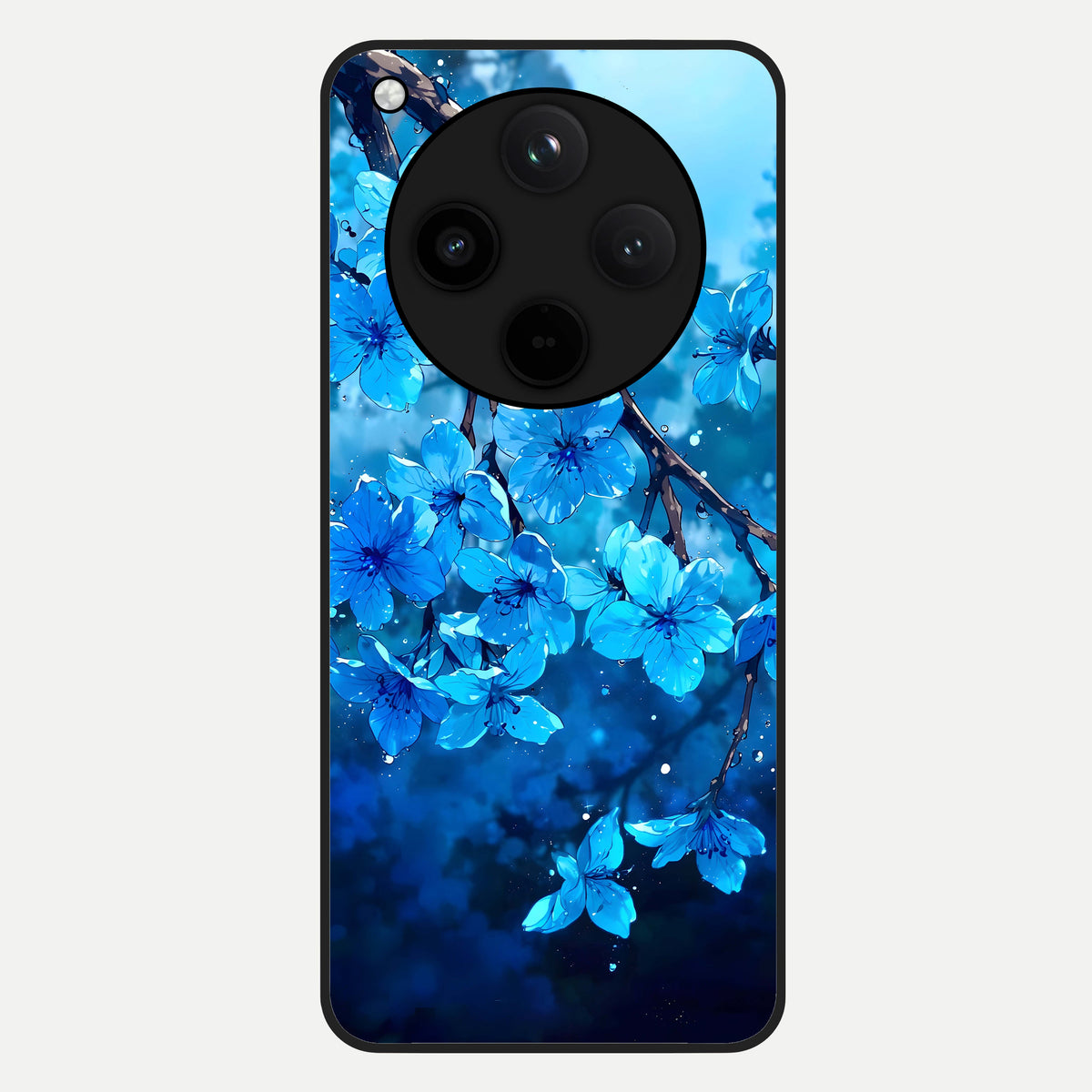  Blue Blossoms Branch Glass Case For Oppo Find X8 Pro back cover – full design glossy printed glass finish