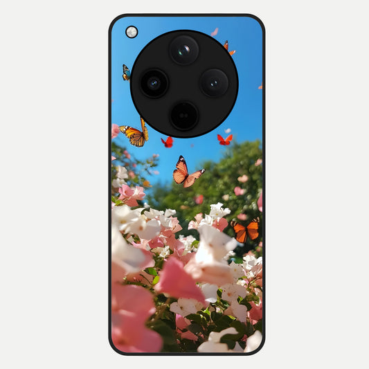  Butterflies In Bloom Sky Glass Case For Oppo Find X8 Pro back cover – full design glossy printed glass finish
