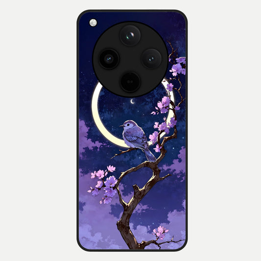  Celestial Bird Blossom Glass Case For Oppo Find X8 Pro back cover – full design glossy printed glass finish