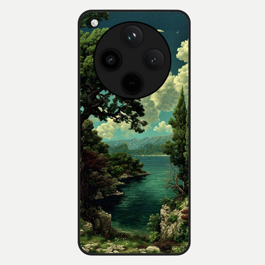  Celestial Lake Peace Glass Case For Oppo Find X8 Pro back cover – full design glossy printed glass finish