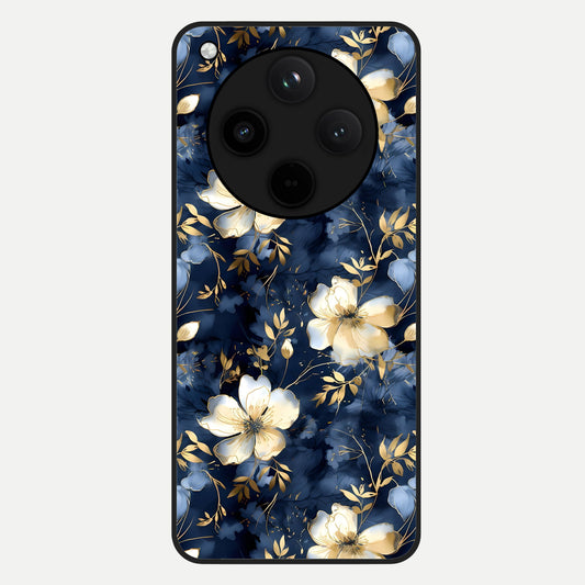  Golden Midnight Bloom Glass Case For Oppo Find X8 Pro back cover – full design glossy printed glass finish