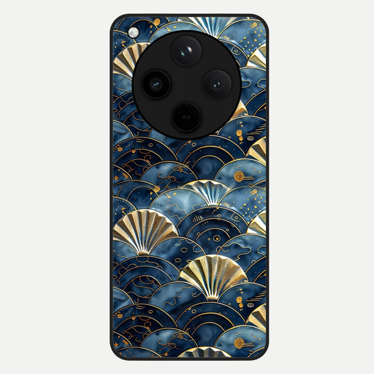  Golden Wave Luxe Glass Case For Oppo Find X8 Pro back cover – full design glossy printed glass finish