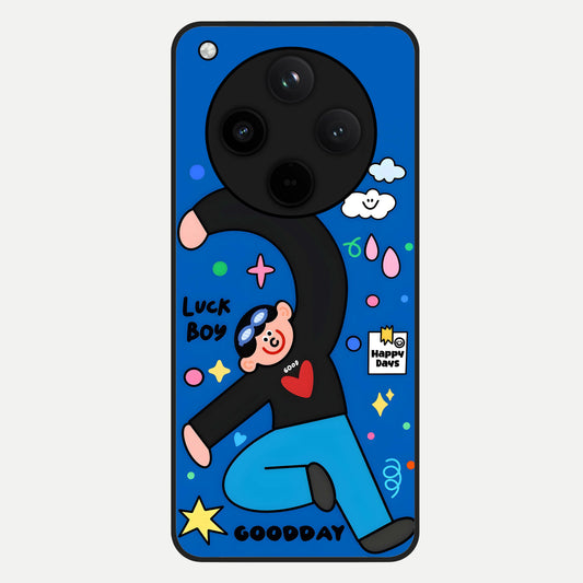  Happy Luck Vibe Glass Case For Oppo Find X8 Pro back cover – full design glossy printed glass finish